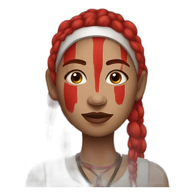white tribe woman with red paint sticker