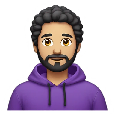 Italian man wirh Black hair and beard with purple hoodie  sticker