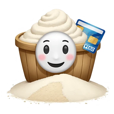 Happy face with credit card and pile of flour sticker