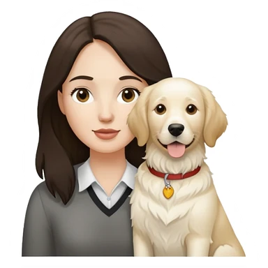 English cream retriever and a White woman with dark brown hair sticker