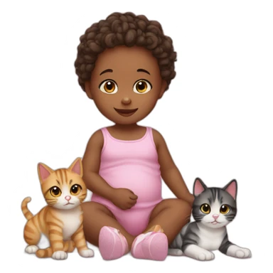 Baby girl with 2 cats sticker