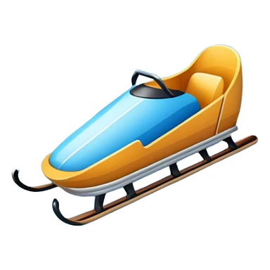 An icon showing a small sled down an icy track. The scene includes dynamic motion lines, icy curves, and a snowy mountain backdrop under a crisp blue sky. Transparent background emphasizes the speed and intensity of the sport. sticker