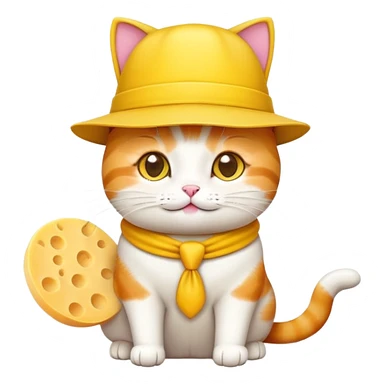 cheese cat wearing a yellow hat sticker