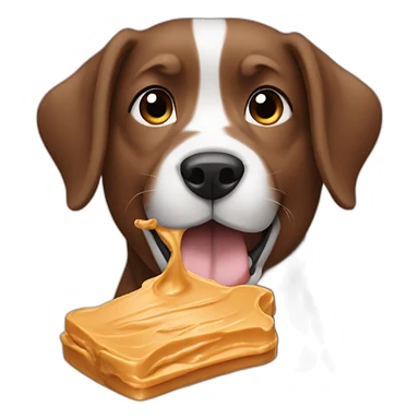 Dog eating peanut butter  sticker