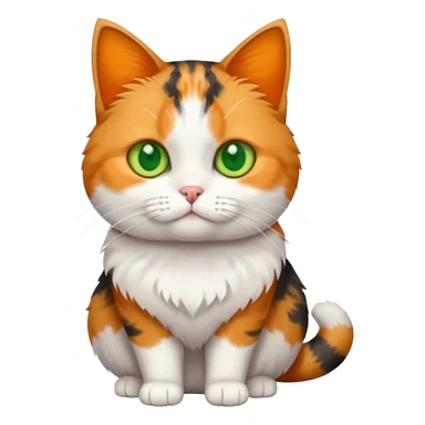full body calico tabby + white cat with small head and fat body sticker