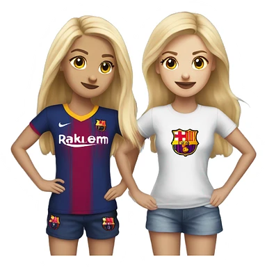two blonde friends in fc barcelona T-shirt sticker