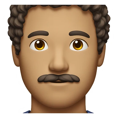 a picture of half of the body of a man strong with curly brown hair with mustache and no beard and big shoulders and chest sticker