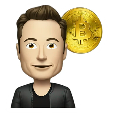 elon musk with bitcoin sticker