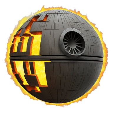 death star, on fire sticker