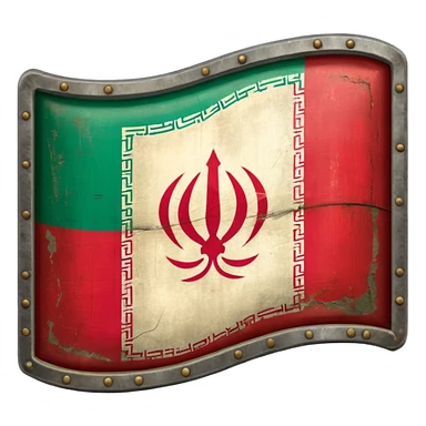 rectangular shield with old the flag of Iran sticker