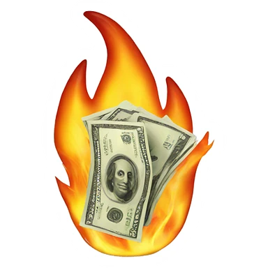 cash with flames sticker