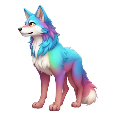 Colorful Shiny Fionbri-Falvie-sparkle-wolf-sona with markings full body sticker
