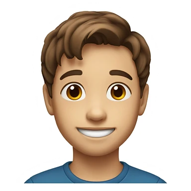 little 9 years old boy with brown hair and smiling sticker