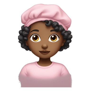 Brown baby girl with black curly hair and pastel pink clothes  sticker