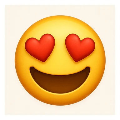 yellow emoji face, heart eyes, joyful sticker