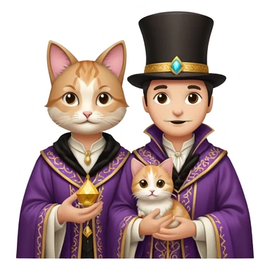 magician couple and their pet cat sticker