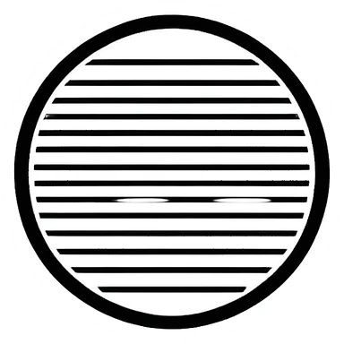 minimal circle shape made only from 6 evenly spaced black horizontal lines, no face, no smile, no extra features sticker