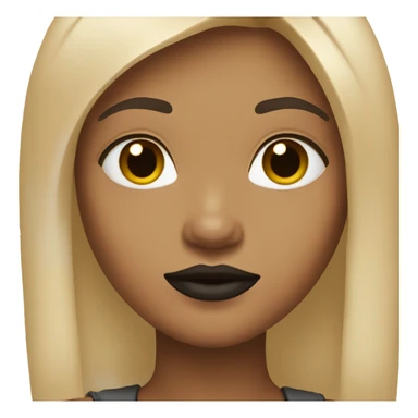 Light skin girl with black straight here and brown lips sticker