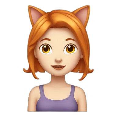 white redhead girl with cat ears sticker