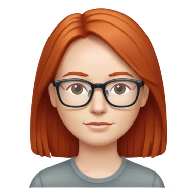 middle age Red head long straight hair pale skin wearing glasses sticker