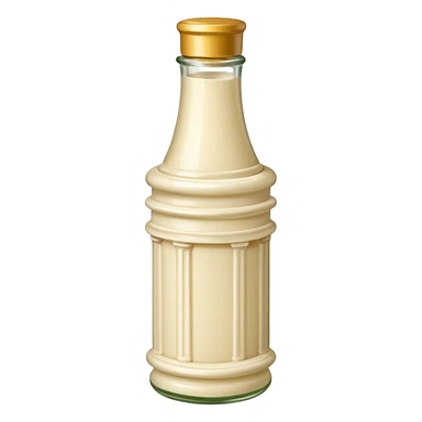 Creamy salad dressing in a bottle shaped like a roman column sticker