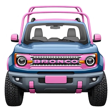 grey blue Ford bronco sport with a pink  ranch hand grill guard sticker