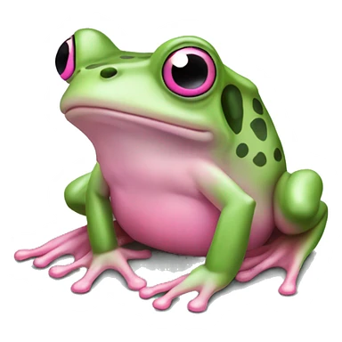 Sage green frog with a pink bow on its head sticker