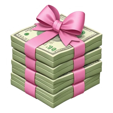 money with a pink bow sticker