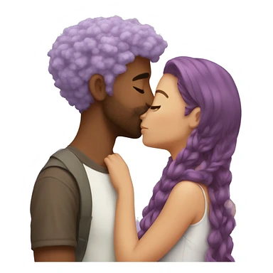 Lilac haired girl kissing brown hair man sticker