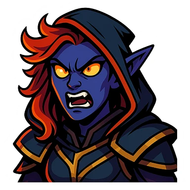 vibrant toon style illustration of Umbralma from Baldur's Gate 3 with angry expression sticker