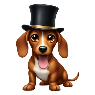 Sausage dog wearing top hat sticker