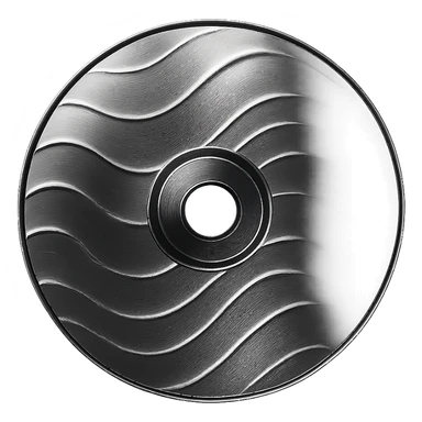 A minimalist CD disc with wave pattern, glowing effect, purple color sticker