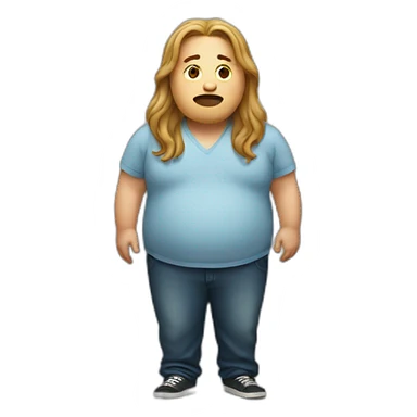 obese man long hair sticker
