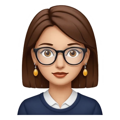 Women brown eye and brown hair with glassess and earing sticker