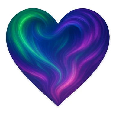 heart with a swirling aurora effect, no background sticker
