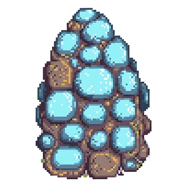 a pixel art rock, chunky pixels, retro game style sticker