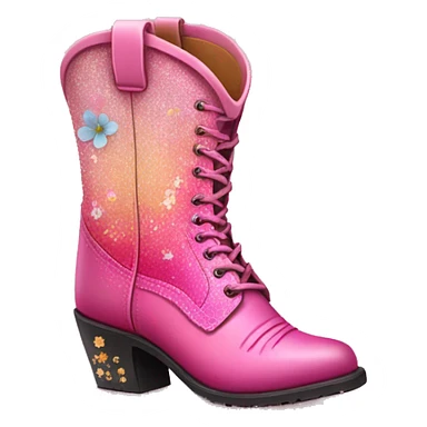 Pink ombre country boots with glitter and flowers inside the boots sticker