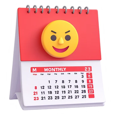 3D emoji of a monthly calendar with a bold red target icon in the corner sticker