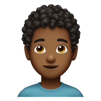 Little boy with brown skin and curly black hair on top of head and brown eyes  sticker