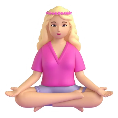 Blonde woman angel with long hair meditating with pink hair accessories sticker