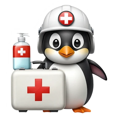 penguin medic with first aid kit and helmet sticker