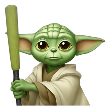 yoda holding a cricket bat sticker