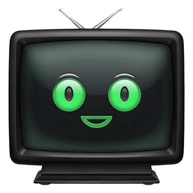 черный телевизор с зеленым экраном и пиксельным рисунком на экране sticker