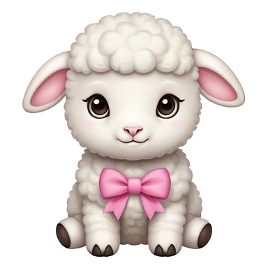 cute baby lamb with pink bow sticker