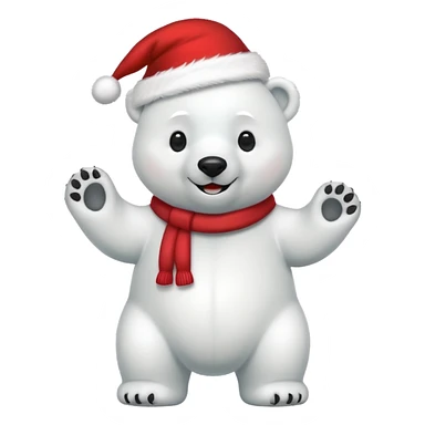 full body polar bear with christmas hat on sticker