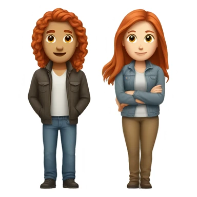 Red haired couple woman with long hair sticker