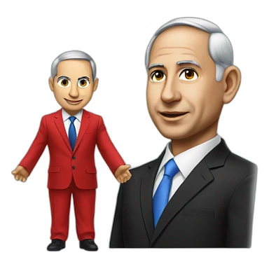 Realistic Bibi Netanyahu with a red suit sticker