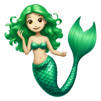 mermaid with green tail pale sticker