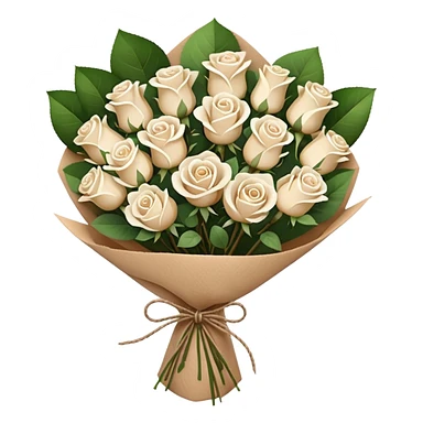white roses bouquet in brown paper sticker