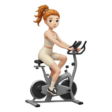 Fit Ginger girl messy bun riding stationary bike cream outfit sticker